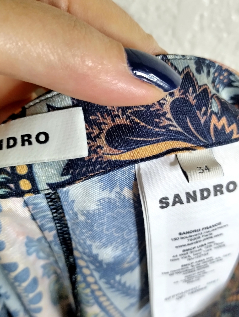 Sandro Flowing Baroque Printed Trousers Sz 34/XS - Picture 9 of 12